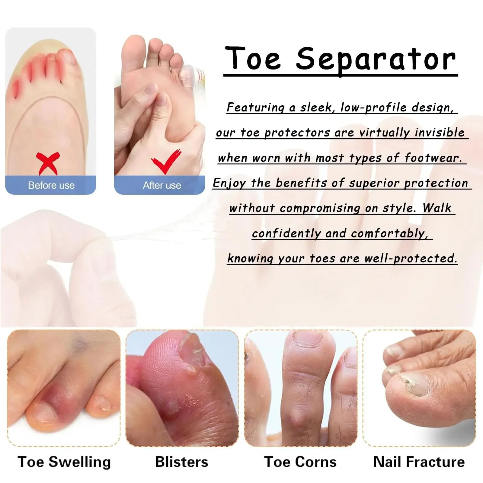 cojines suaves para mangas del dedo del pie,tapas de Gel de silicona para callos, 20 piezas protectores de dedos de los pies