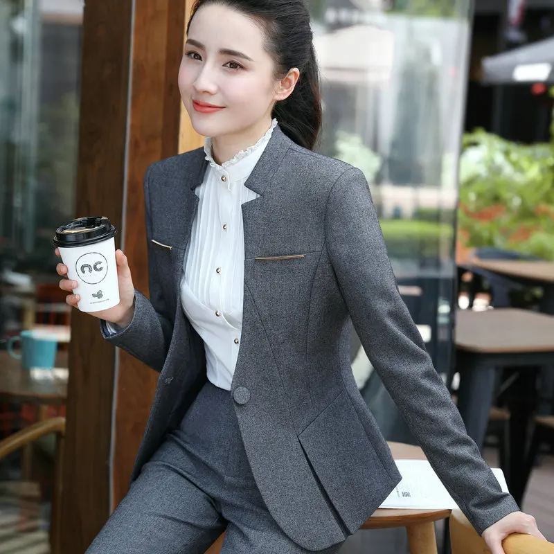 937 Spring, Autumn and Winter Long Sleeves Professional Tailored Suit Formal Dress for Women Leggings Interview Suit Ol Work Clo