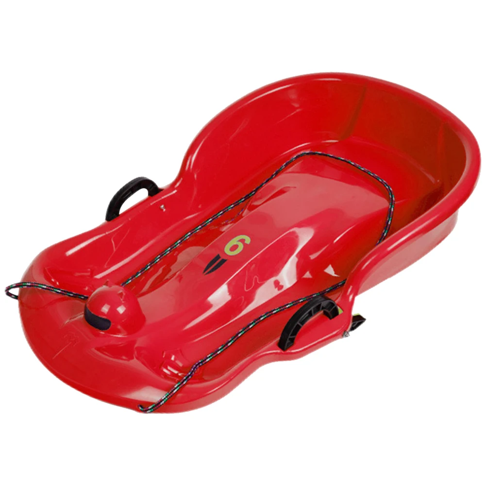 Plastic Snow Sled Snow Speeder Sled 2Handles Kid 1-2 Rider Sleds Downhill Sprinter Toboggan for Winter Sport