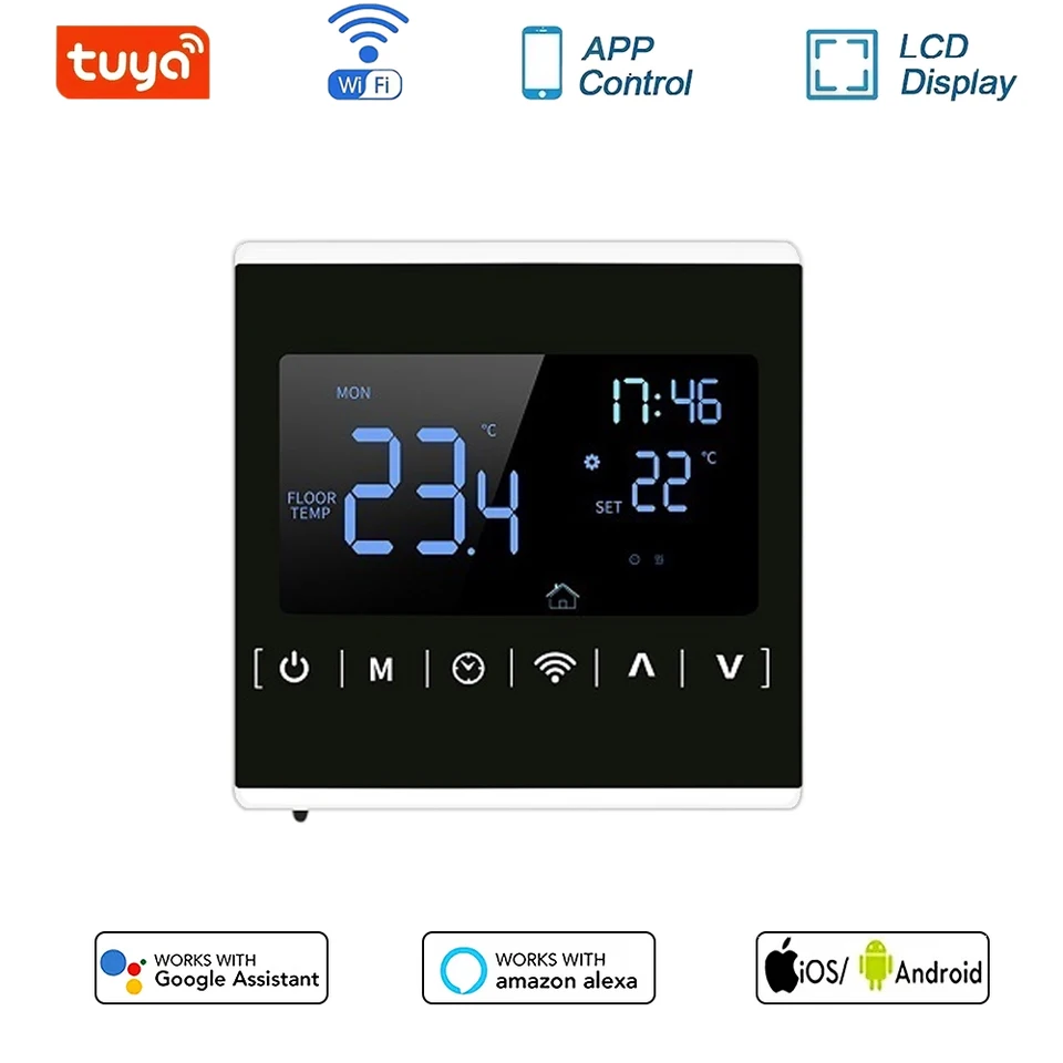 Tuya Smart Wifi IR Airconditioner Controller Thermostaat met LCD-scherm App Controle Temperatuur Vochtigheid Sensor Monitor Compatibel met Thuis voor Mini Split Draagbare AC