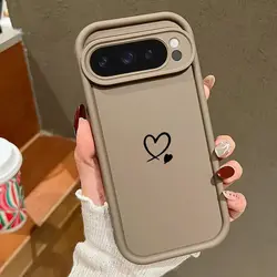 Personalized Heart Design Shockproof Soft Phone Case with Camera Protection for Google Pixel 7 Pro (Brown)