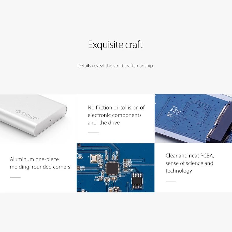 Orico Msg All-aluminum Ubs3.0 In-line Msata Caixa de Disco Rígido Portátil de Estado Sólido Ssd Mini Portátil Caixa Externa - Imagem 4