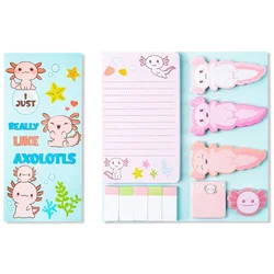 Adorable Axolotl Sticky Notes Set - Cute Desk & Office Stationery Gift (1 Set)