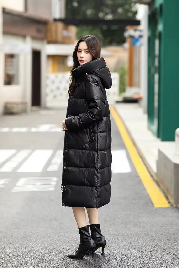 Ladies Long Warm Thick Down Cotton Hooded Jacket Retro Solid Color Hooded Waterproof Jacket Women's Winter Coat Women Elegant