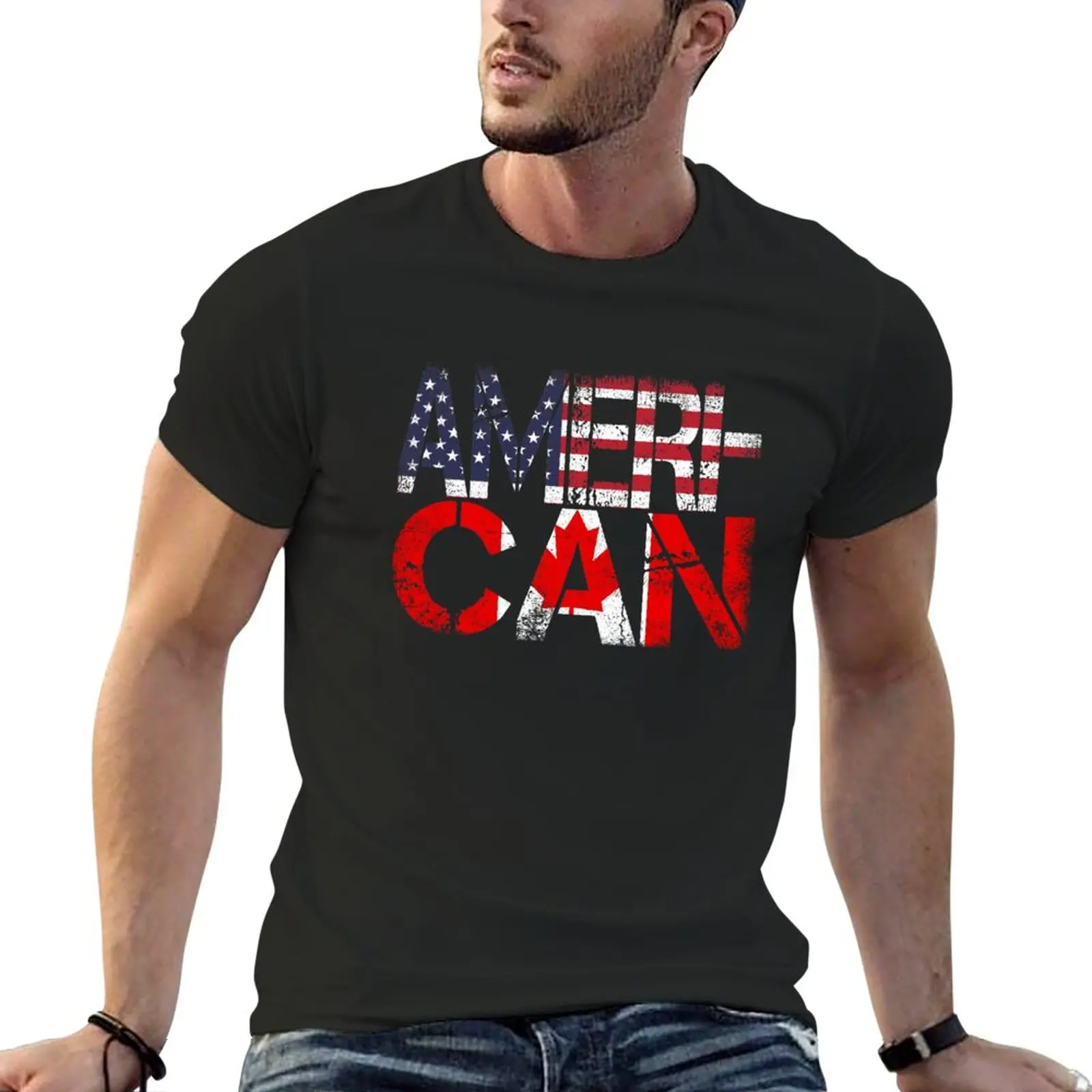 

New American Canadian Flag America Canada Patriotic T-Shirt summer top summer tops big and tall t shirts for men