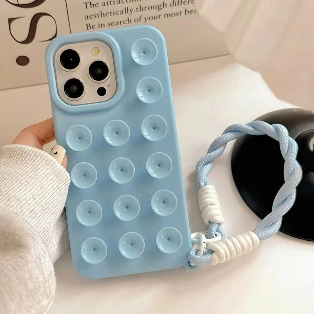 Suction Cup Soft Silicone Anti-Slip Shockproof Candy Color Phone Case