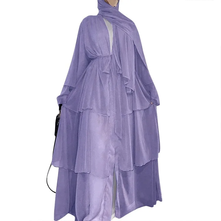 Solid Open Kaftan Dubai Abaya Turkey Kimono Cardigan Chiffon Muslim Hijab Dress Ramadan Abayas for Women Caftan Islamic Clothing