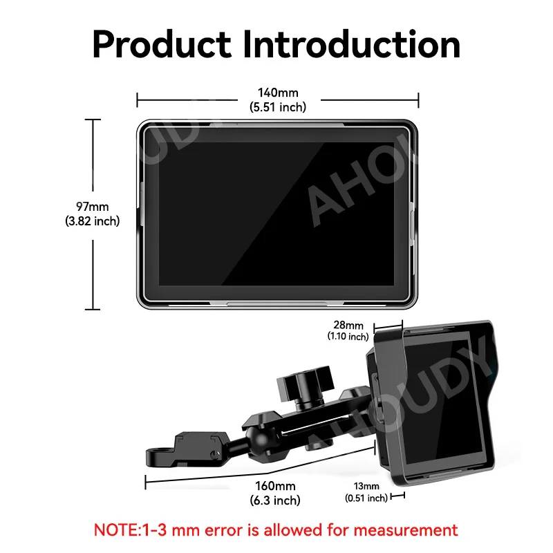 5 inch motorcycle navigation display motorcycle navigation screen wireless Apple Carplay Android Auto dual Bluetooth waterproof screen