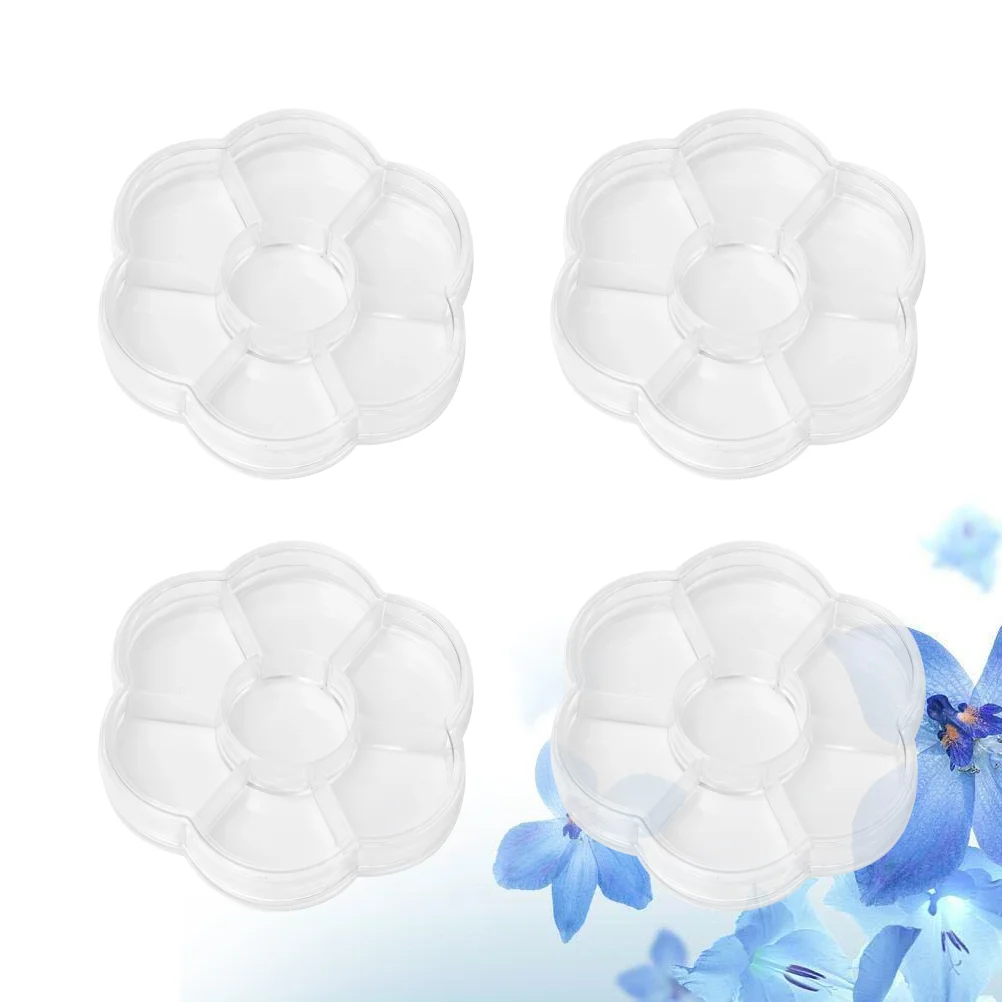 

4 PCS 8 Grids Transparent Plastic Jewel Case Round Jewelry Storage Box Container