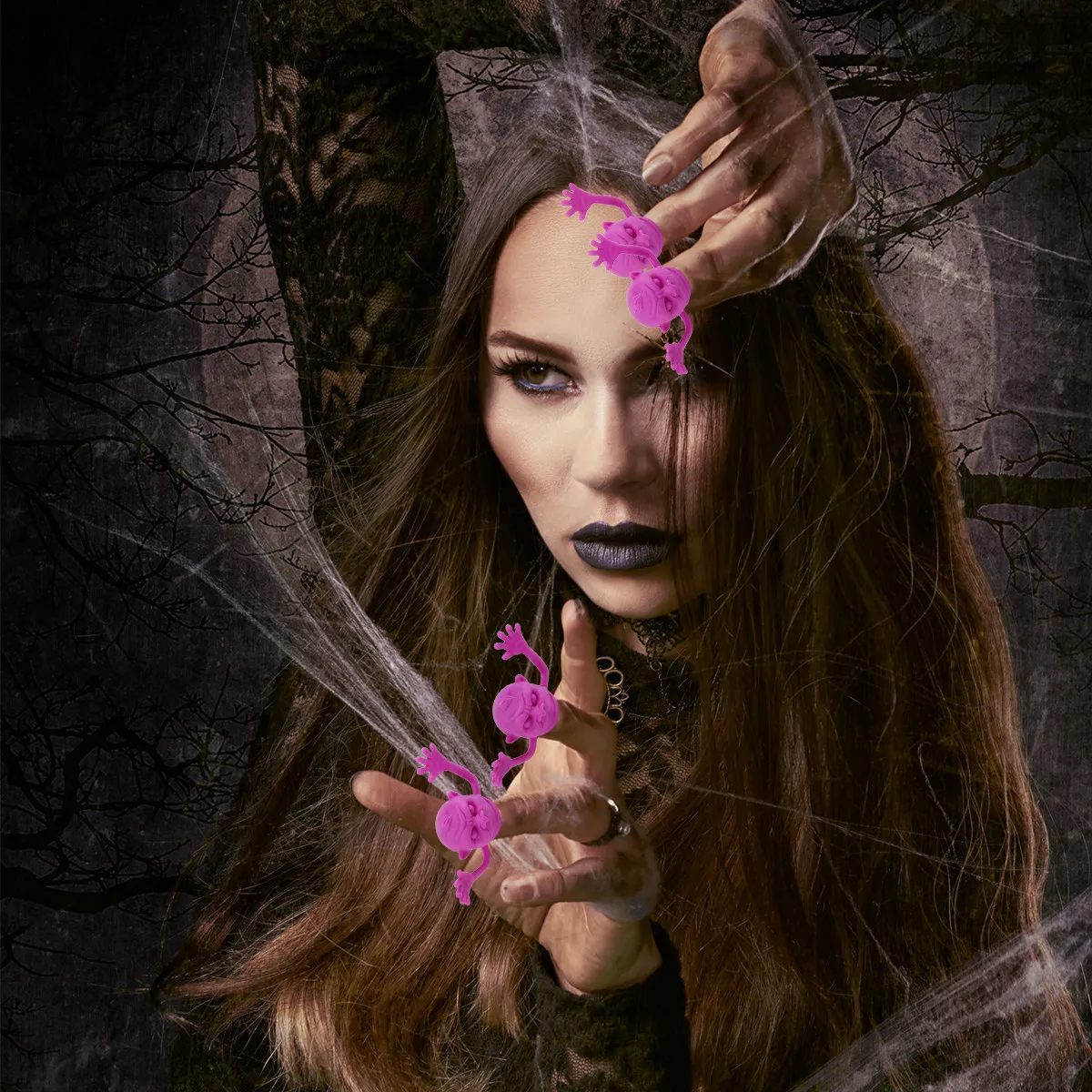 20Pcs 할로윈 유령 머리 손가락 캡 소름 끼치는 해골 디자인 무서운 손가락 소품 파티 가면극 교실 교육용 재사용 가능