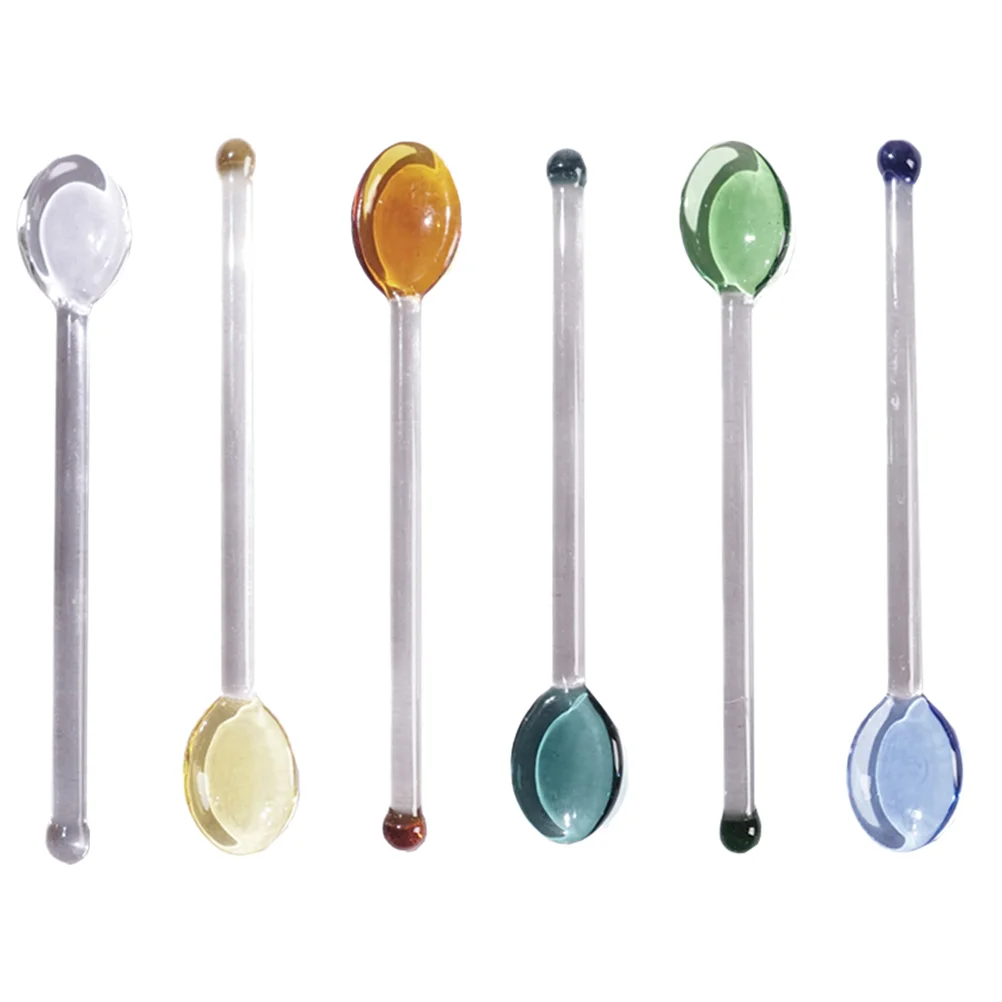 

6Pcs honey spoon Heat Resistant Glass Spoons Coffee Cake Dessert Spoons for Home Tea Coffee Cold spoon Stirring party fruit