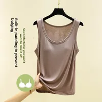 Women's Modal Tank Top Thin Summer Svel round Ne Base irt Pure Color Versatile Outerwear Casual Comfortable Vest - Image 3