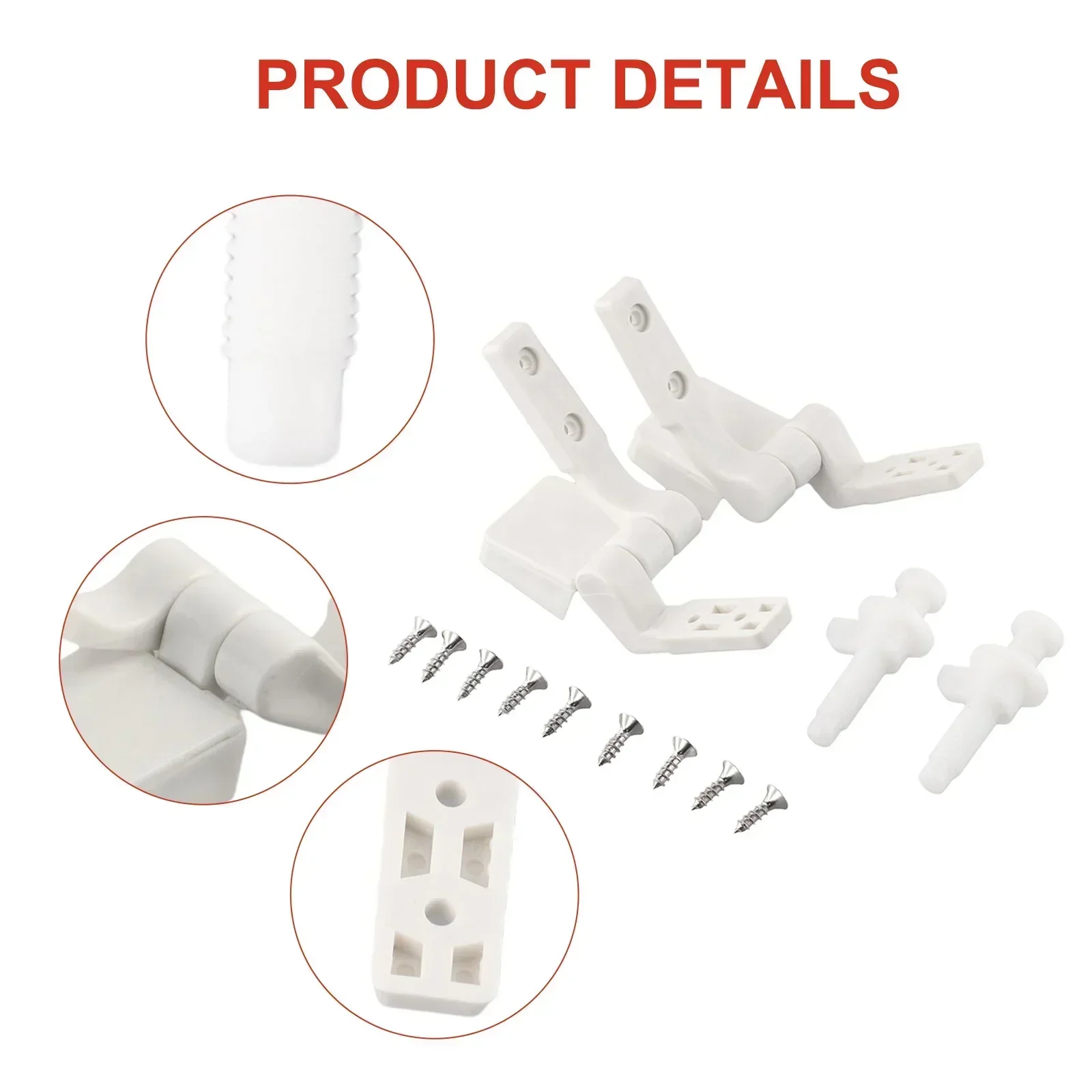 White Plastic Toilet For Seat Lid Hinge Replacement 1 Pair With Bolts Screw Nuts For Flush Toilet Cover