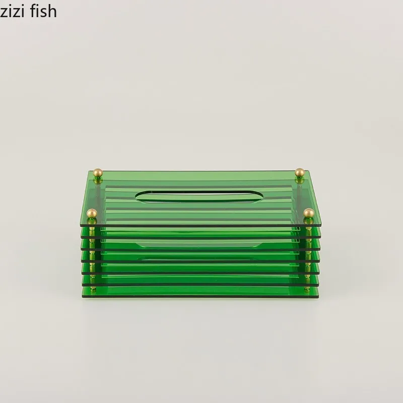Acrylic Tissue Boxes Modern Rectangular Toilet Paper Napkin Storage Box Simple Home Solid Color Paper Towel Holder Napkin Holder 2