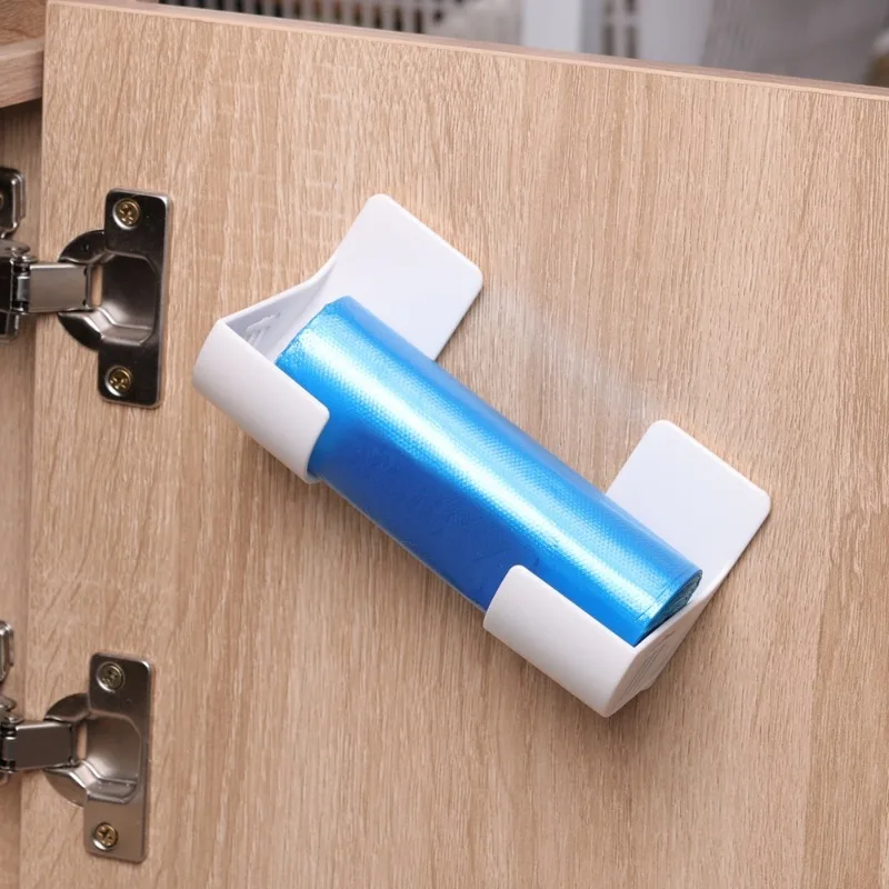 Trash Bags Shelf Holder Wall Mounted Film Container Dispenser Self-Adhesive Garbage Roll Racks Garbage Bag Storage Box Organizer
