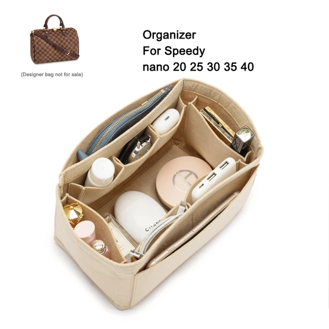 Purse Organizer Insert, Felt Bag Organizer with zipper, Handbag TOTE  Shaper, For Speedy nano 20 25 30 35 Bags