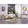Gold Coffee Table for Living Room,48" Black Rectangle Living Room Table with Gorgeous Gold Double U-Base,Luxury Coffee Table 6