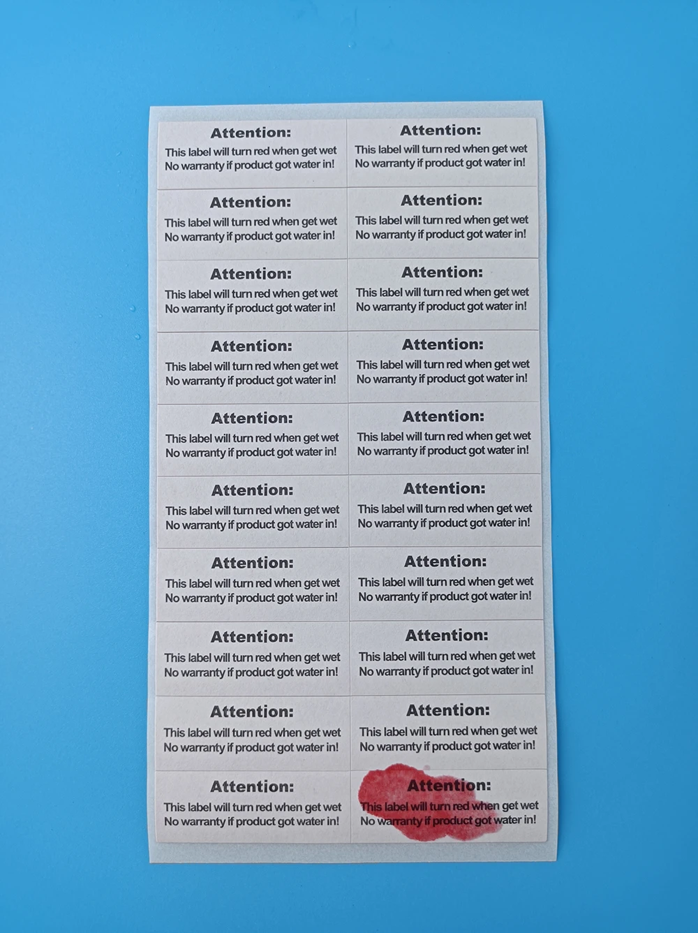 Size 40x15 mm Leakage Detection Sticker Label Stickers That Turn Red When Get Wet Product Warranty Label Warning Stickers