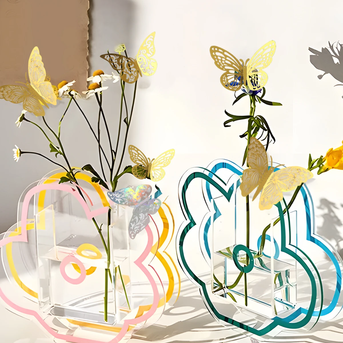 3D 할로우 아웃 나비 벽 스티커, 다채로운 벽 데칼, 파티 용품, 실내 벽 스티커, 거실 파티 장식