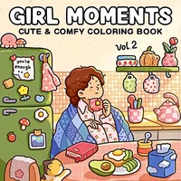 Fille Moments : Vol. 2 livres de coloriage pour adultes et adolescents avec des activités quotidiennes mignonnes et confortables pour la relaxation 1