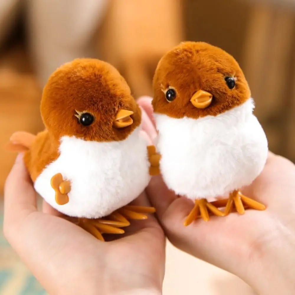 

Lifelike Sparrows Wind Up Jumping Toy Animal Plush Cute Clockwork Spring Bird Toy Walking Guide Baby Crawling Toy Kids
