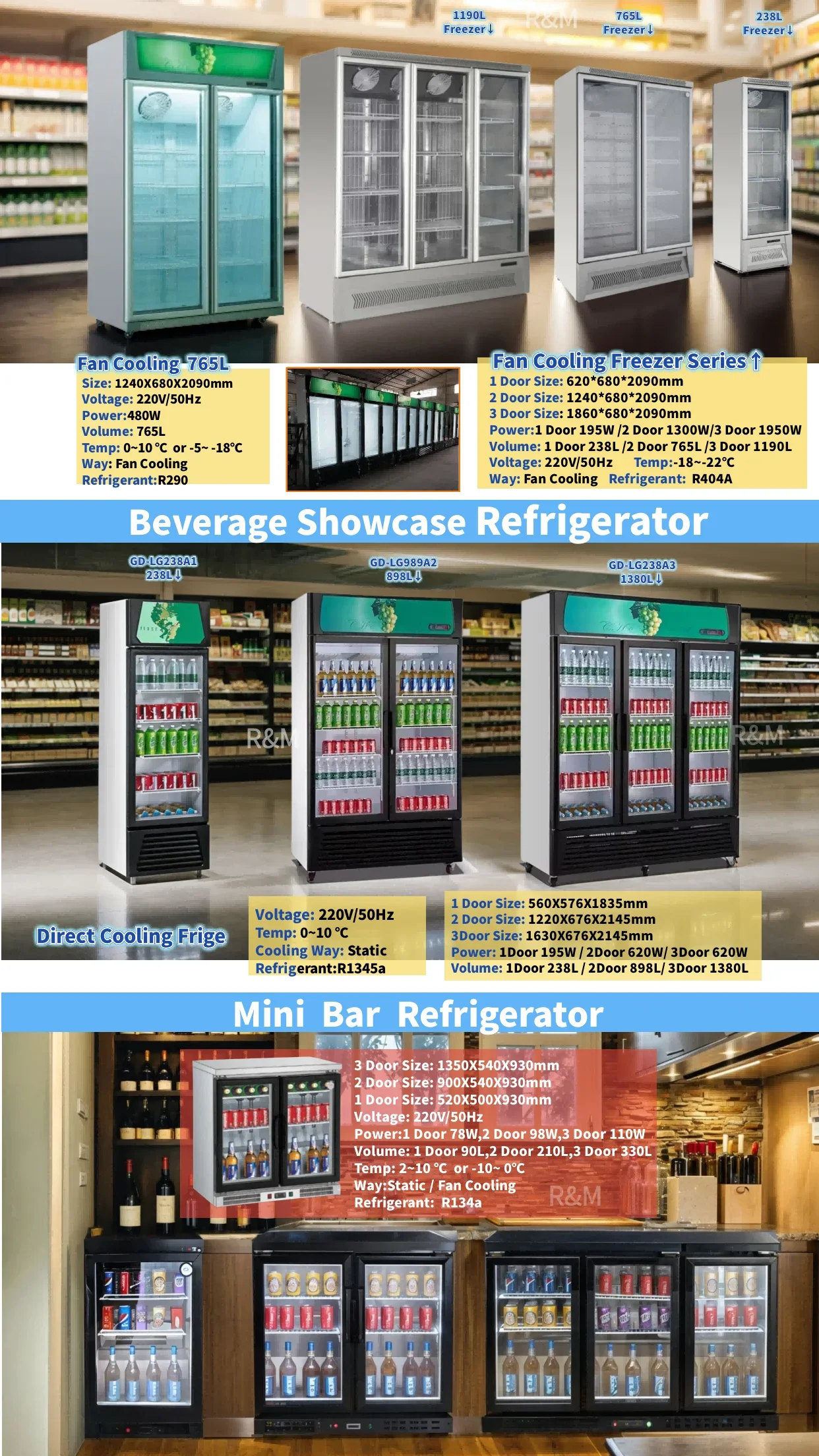 Buy Commercial Fruit Vegetable Meat Display Refrigeration Showcase Freezer Price Cooler For Supermarket Refrigerator And Chiller