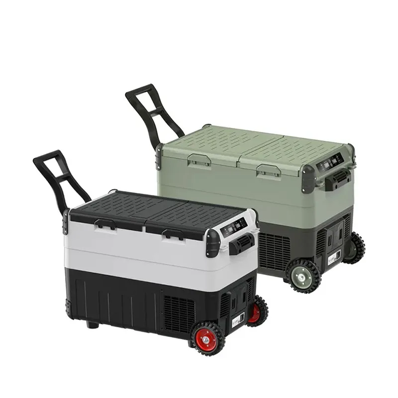 Solar Battery Powered Car Fridge Box Freezer Electric Cooler Portable Auto Refrigerator With Wheels