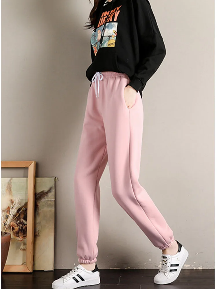 Winter Warm Trousers Women Casual Sports Fleece Thick Pants Solid Color Basic Y2k Cargo Pants Warm Sweatpants for Woman 2022 New