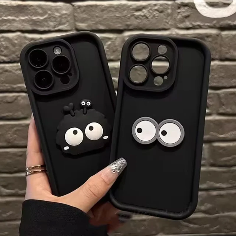 Cute Cartoon 3D Coal Balls Silicone Phone Case - Soft Protective Cover