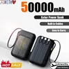 50000mAh High Capacity Solar Power Bank Built Cables Solar Charger 2 USB Ports External Charger Powerbank LED Light For Camping 1