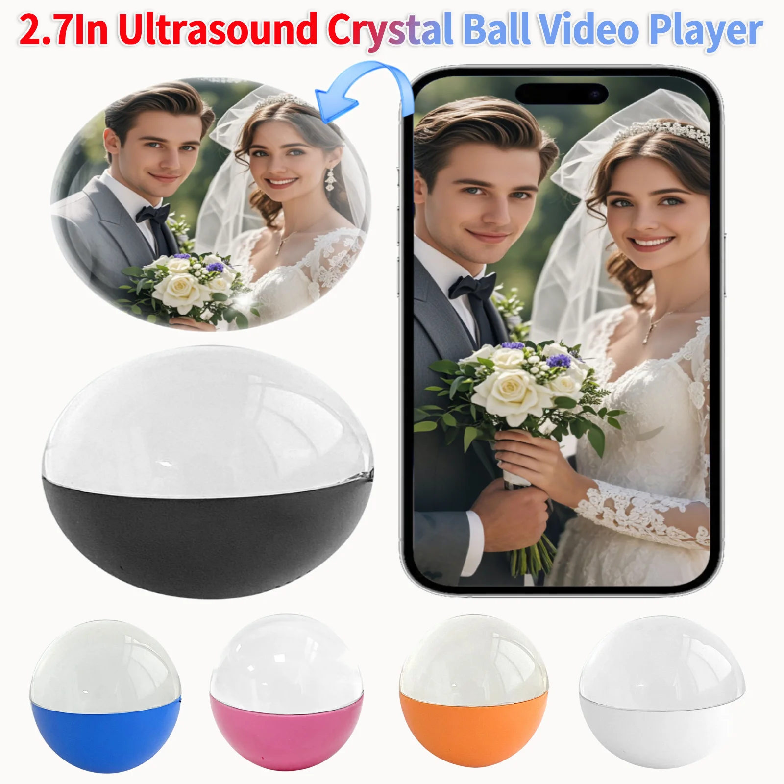 3D Video Crystal Ball DIY Memory Art Glass Ball Lamp 2.7inchs Screen 4GB Videos Player Electronic Memory Ball for Friends Gift