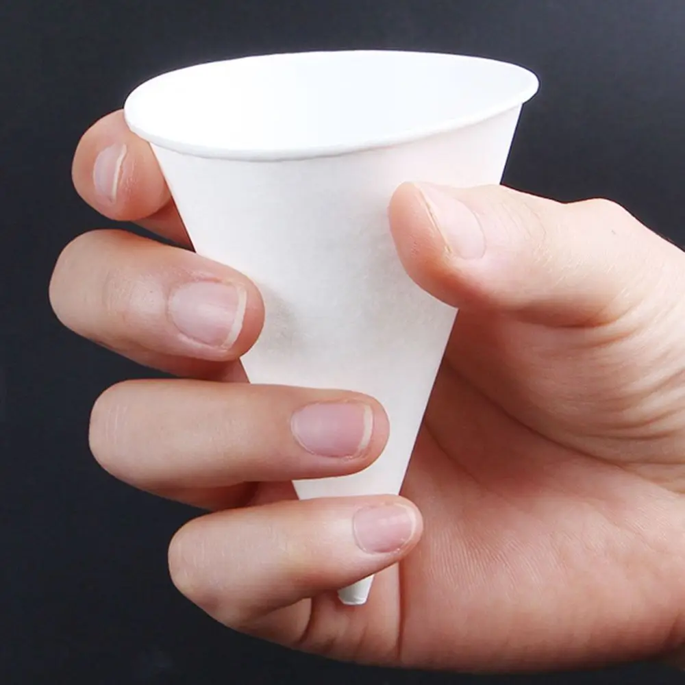 200Pcs 3.7Oz/4.5Oz White Paper Cone Cups Coated Leakproof Snow Cone Cups Stackable Multi-functional Cone Party Tableware