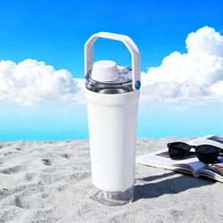 Premium Stainless Steel Insulated Tumbler with Leak - Proof Lid & Storage Compartment - 600ml (WHITE)