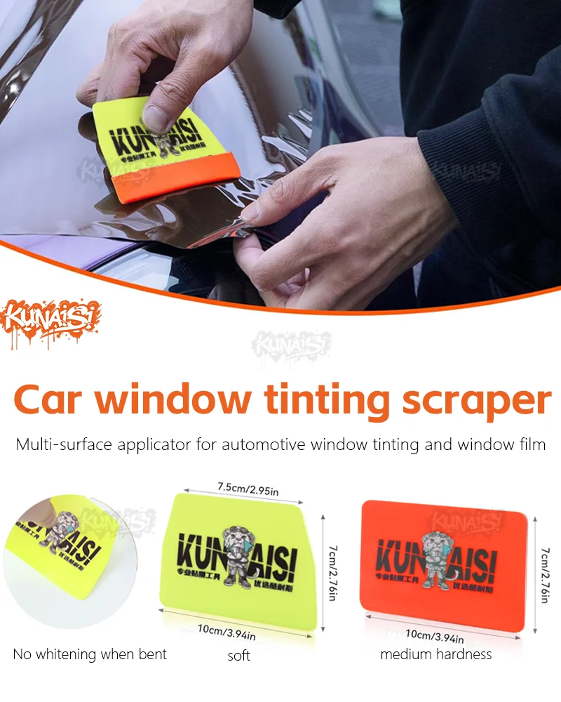 KUNAISI Auto Vinyl Wrap Tools Set Fenster Tönung Kit Neue Orange Gummi Rakel Film Anwendung Aufkleber Cutter Reinigung Wischer Werkzeuge – Detail 2