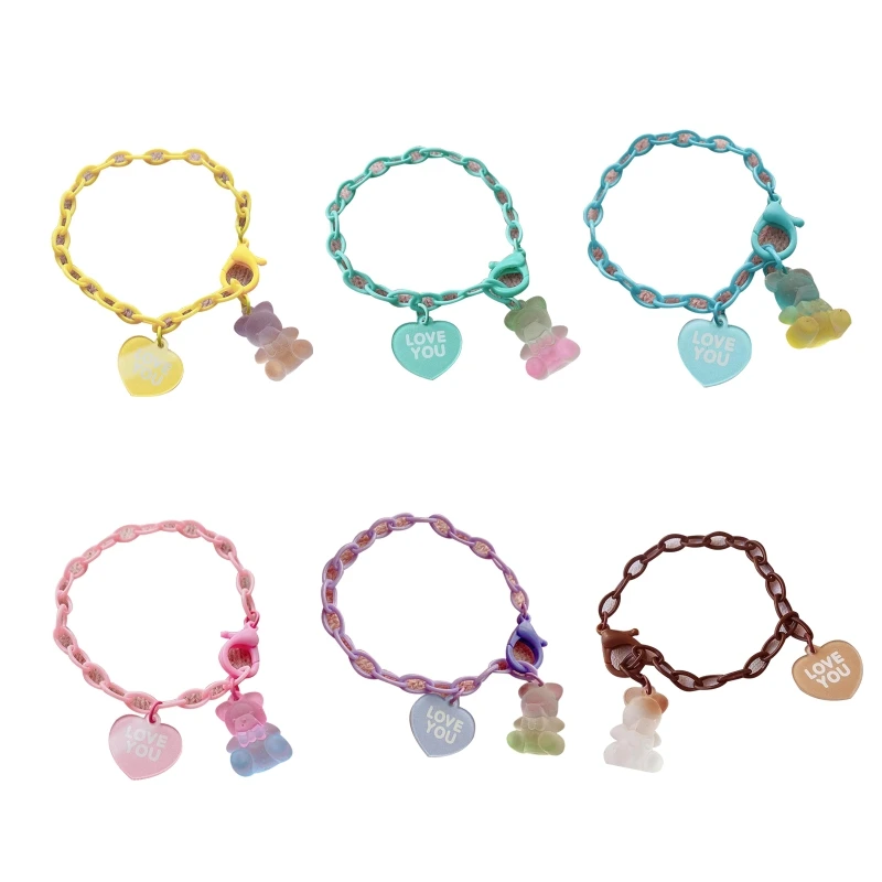 Ciondoli Con Orsetti Gommosi In Resina A Catena Spessa Per Braccialetti Dei Desideri, Regalo Cavigliera Da Spiaggia Estiva