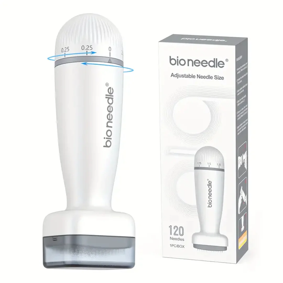 Dema Stamp Micro- Needling Facial Tool - Portable Personal Care Device with 0.25mm (0.0098") Needles, No Battery Needed, Compact