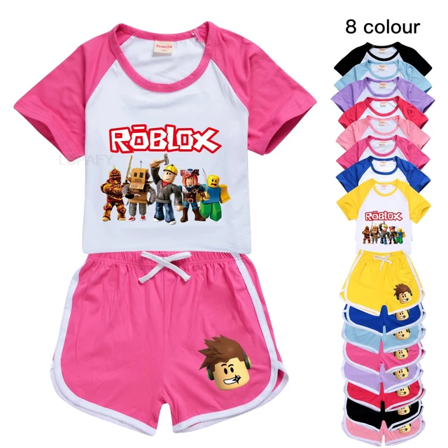 Conjunto de camiseta e calças estampadas ROBLOX infantil, roupas