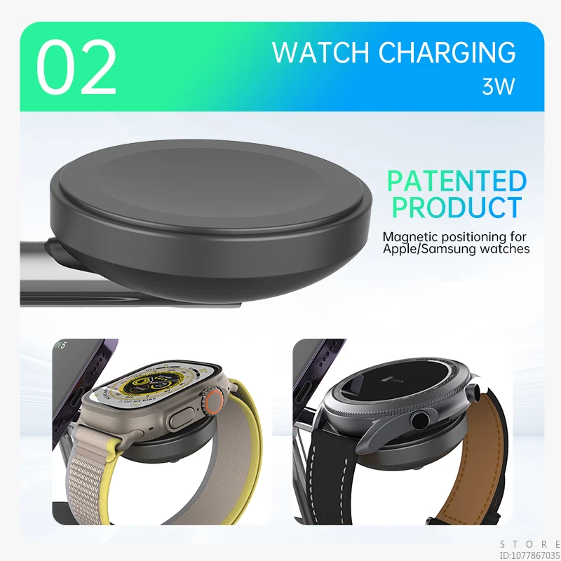 3 in 1 Magnetic Charging Station Wireless Charger for IPhone 15 14 13 12 Pro Max Airpods 3 2 1 Iwatch 7 8 9 SE