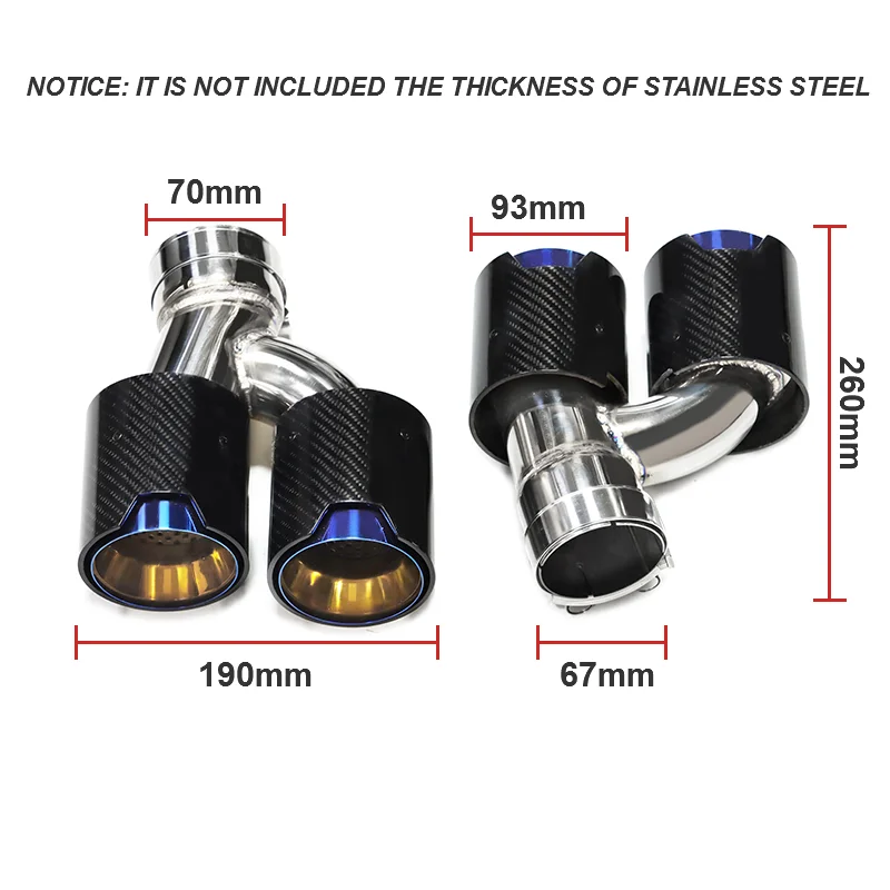 Dual Exhaust Tip Satinless Steel Muffler Tip H Shape Tailpipe Exhaust Pipe Nozzle for BMW 525i 528i 530i G30 G31 5 series
