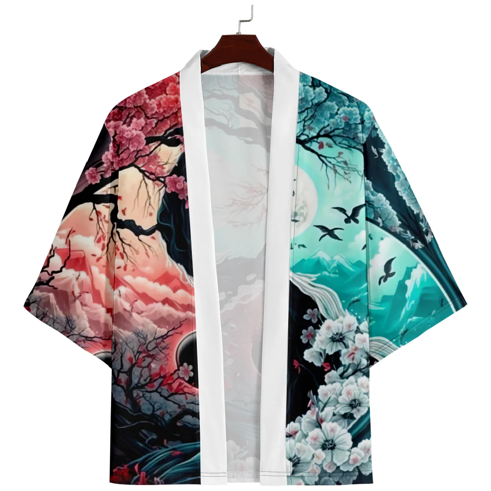 Kimono Plus Size 6XL 5XL 4XL Fashion Summer Beach Japanese Robe Cardigan Women Men Shirts Yukata Haori