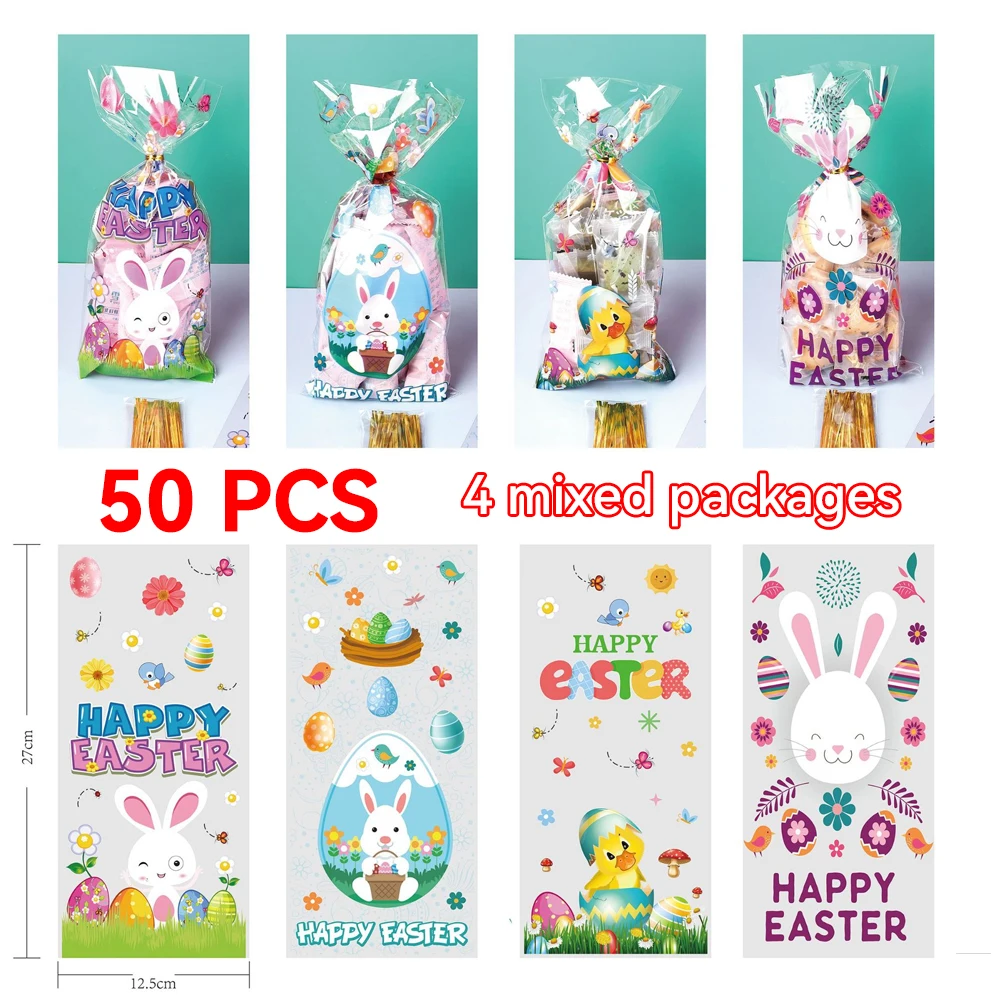 Easter Candy Gift Plastic Bags Cookies Candy Gift Bag Easter