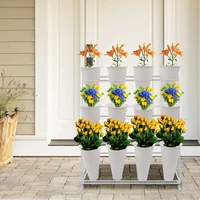 3 Layers Metal Plant Stand with Wheels Modern Plant Shelf  Flower Bucket Indoor Outdoor Flower Display Stand Flower Rack 2