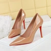 Fashionable Simple Slim Heels High Heels Glossy Patent Leather Shallow Mouth Pointed Toe Women's Shoes High Heels Single Shoes