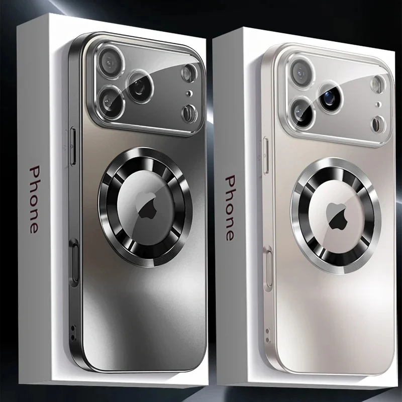 Luxury Titanium Metallic Matte Case with Glass Lens Protection and MagSafe Compatibility