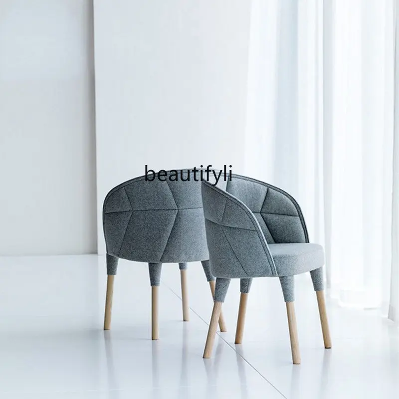 

yj Nordic Simple Dining Chair Fabric Creative Chair Solid Wood Sofa Chair Single Leisure Chair