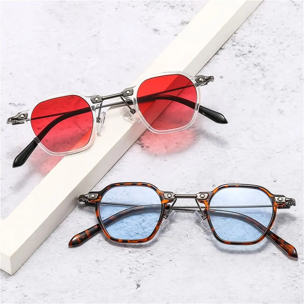 

Polygon Frame Punk Sunglasses Vintage Avant Garde Ocean Color Hip Hop Shades Small Eyewear for Women & Men