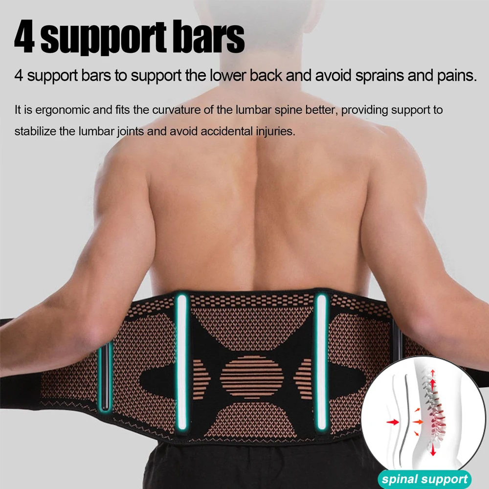 1PCS Copper Adjustable Rapid Relief Back Brace, Lower Back Pain