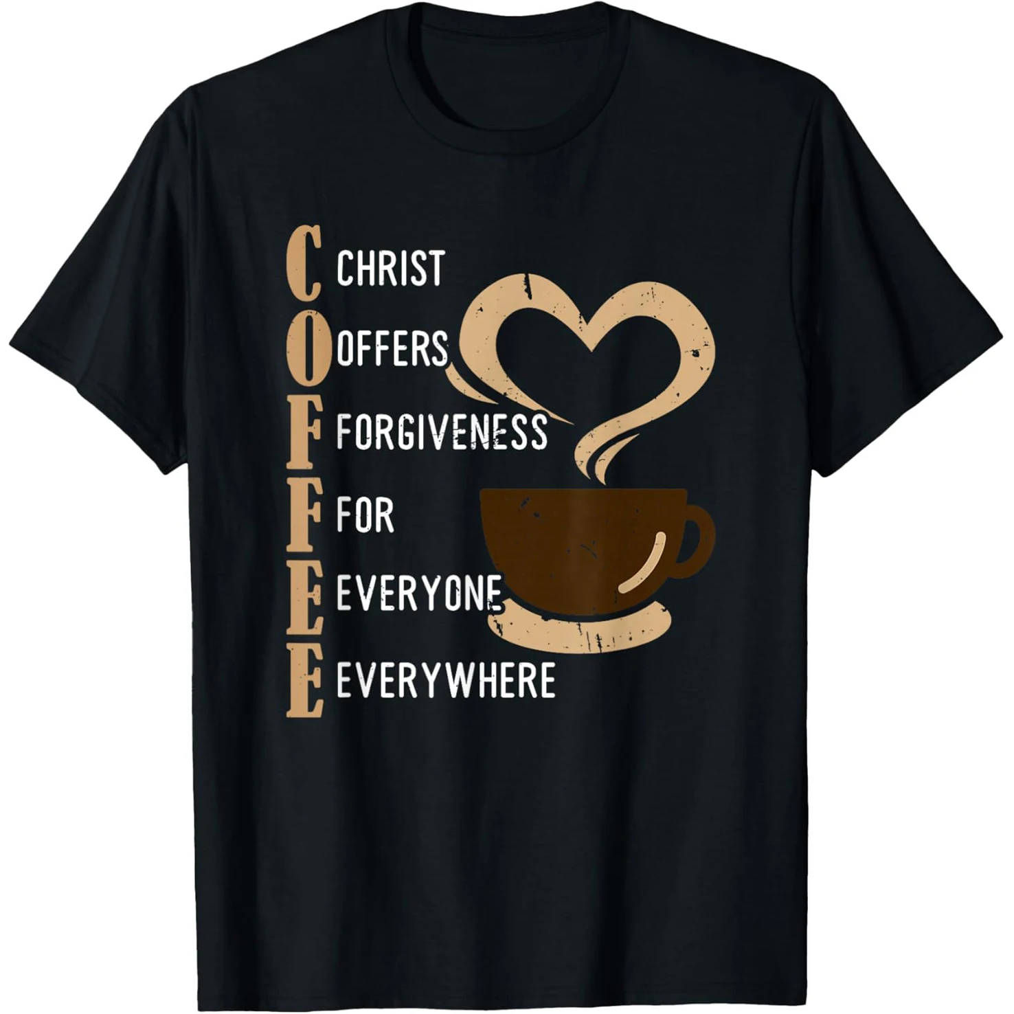 Coffee Christ Offers Everyone Everywhere T-Shirts für Herren, reine Baumwolle, Humor, Streetwear, T-Shirt, kurzärmelig, Unisex, lockere Kleidung