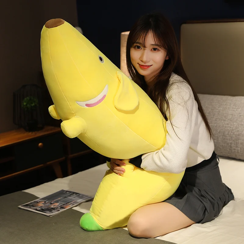 Soft Giant Yellow Banana Plush Pillow Stuffed Realistic Fruit Toy Doll  Cute100cm