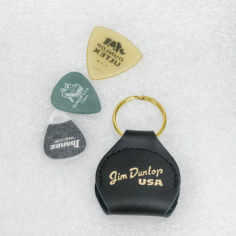Guitar Pick Holder Dunlop Leather Guitarra Plectrum Case Bag Keychain Shape Guitar Accessories Parts
